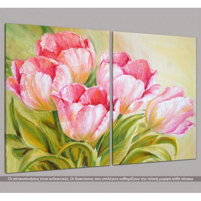 Canvas print Pink tulips, two panels, side
