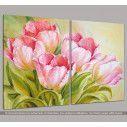Canvas print Pink tulips, two panels, side