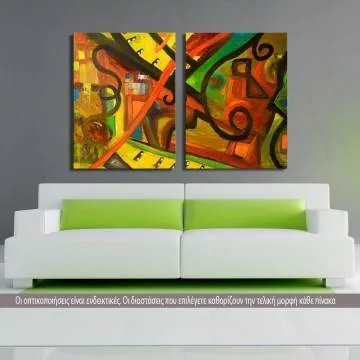 Πίνακας σε καμβά Abstract painting I, δίπτυχος