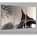 Canvas print Red Eiffel tower,  3 panels, side