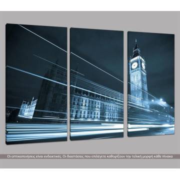 Canvas print Big Ben behind light beams,  3 panels 2