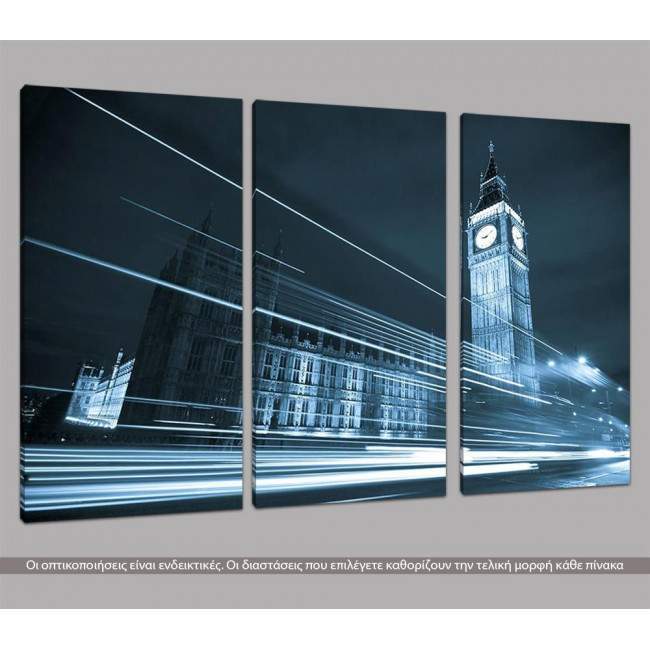 Canvas print Big Ben behind light beams,  3 panels, side