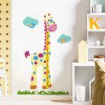 Wall stickers height measure, Cute giraffe, girl