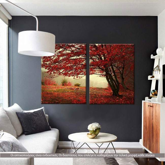 Canvas print Red forest, two panels
