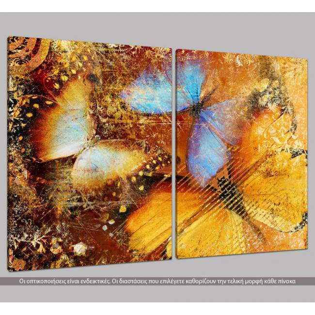 Butterfly I artistic, δίπτυχος  πίνακας σε καμβά, κοντινό