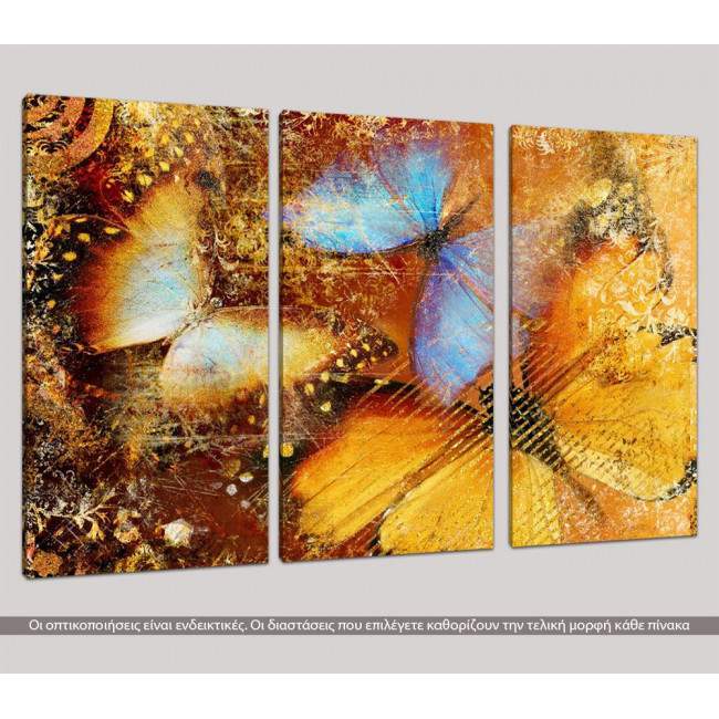 Canvas print Butterfly I artistic,  3 panels, side