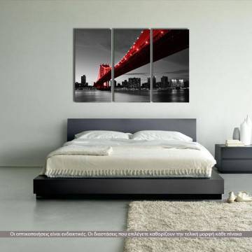 Canvas print Red Manhattan bridge,3 panels 2