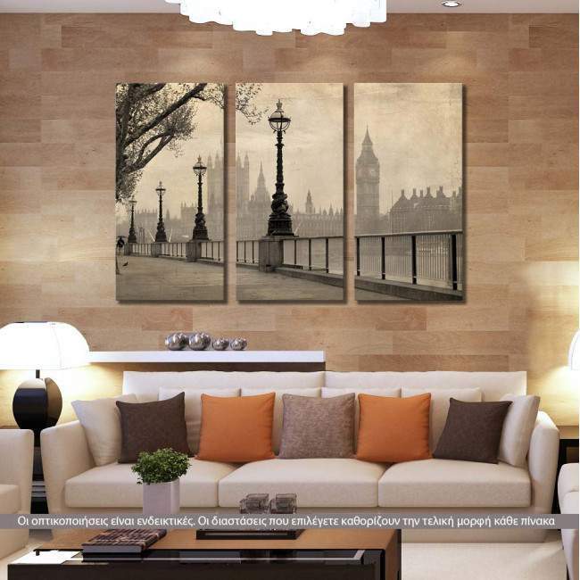 Πίνακας σε καμβά Big Ben & parliament, τρίπτυχος, καμβάς 2