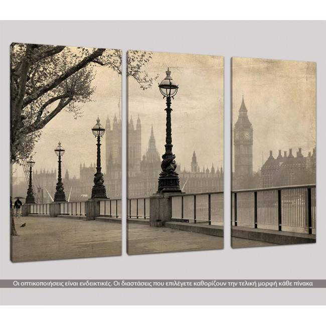 Πίνακας σε καμβά Big Ben & parliament, τρίπτυχος, καμβάς 7