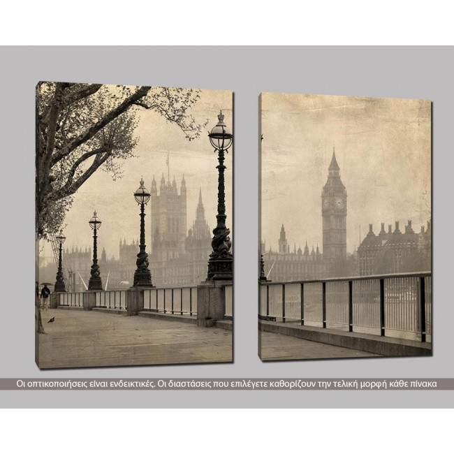 Big Ben & parliament, δίπτυχος πίνακας σε καμβά, κοντινό