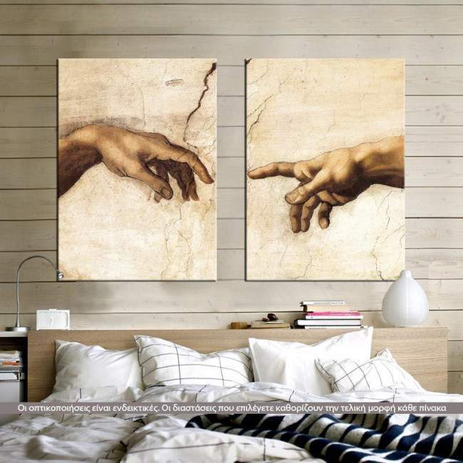 Canvas print The creation of Adam, Michelangelo, two panels