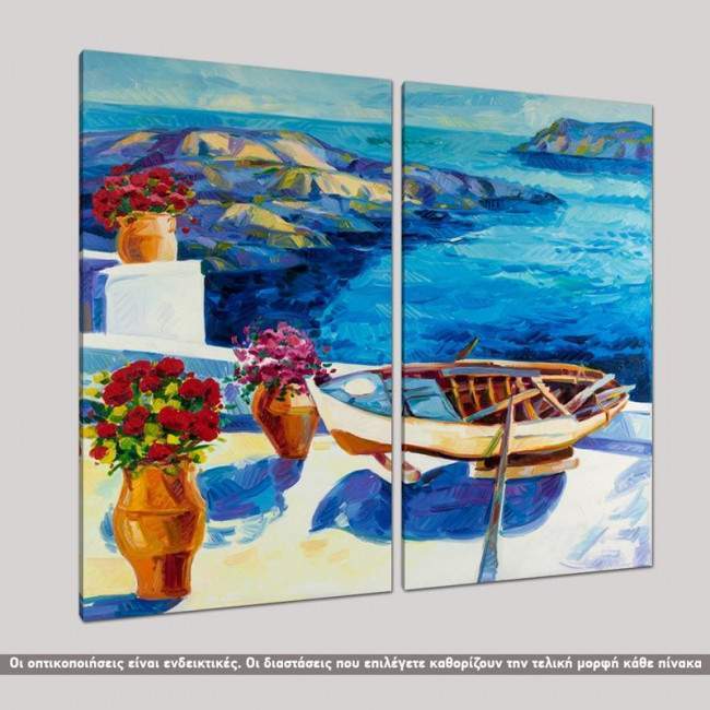 Canvas print Sea balcony view, two panels, side