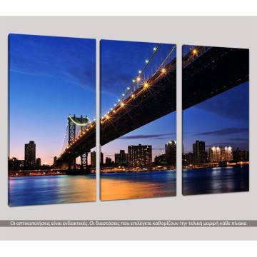 Πίνακας σε καμβά Manhattan bridge, τρίπτυχος 2