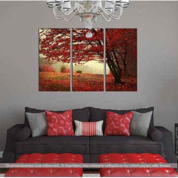 Canvas print Red forest,  3 panels