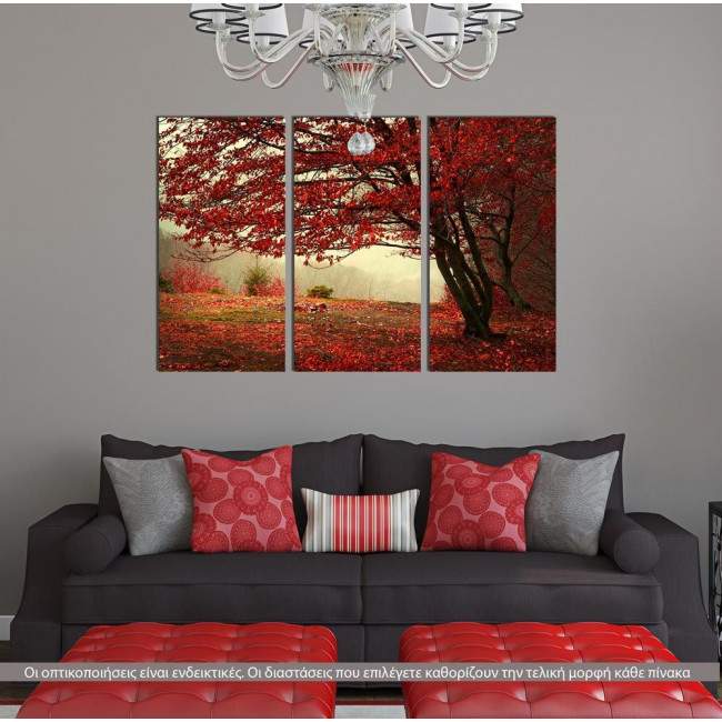 Canvas print Red forest,  3 panels