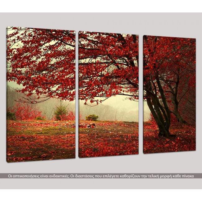 Red forest, τρίπτυχος πίνακας σε καμβά, κοντινό