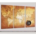 Canvas print World map,  3 panels, side
