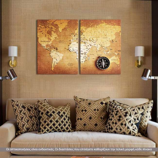 Canvas print World map, two panels