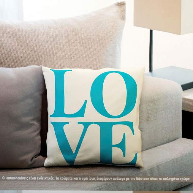 Pillow Love, blue and yellow