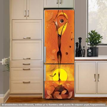 Αυτοκόλλητο ψυγείου Abstract girl orange