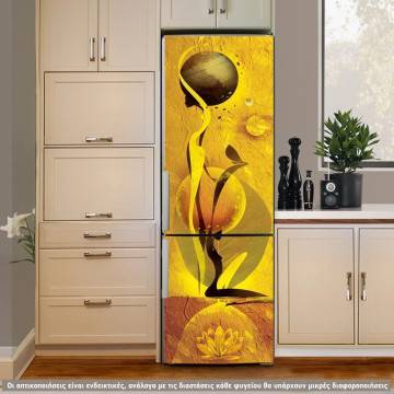 Αυτοκόλλητο ψυγείου Abstract girl yellow
