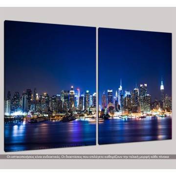 Πίνακας σε καμβά New York Manhattan skyline, δίπτυχος 2
