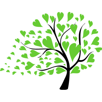 Wall stickers tree with   hearts, green 2