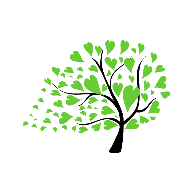 Wall stickers tree with   hearts, green