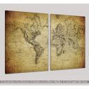 Canvas print Vintage world map 1814, two panels, side