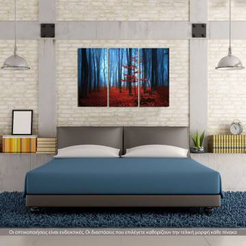 Canvas print Autumnal foggy forest I,  3 panels