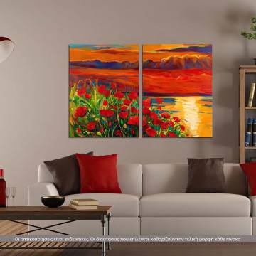 Canvas print Blooming sunset, two panels