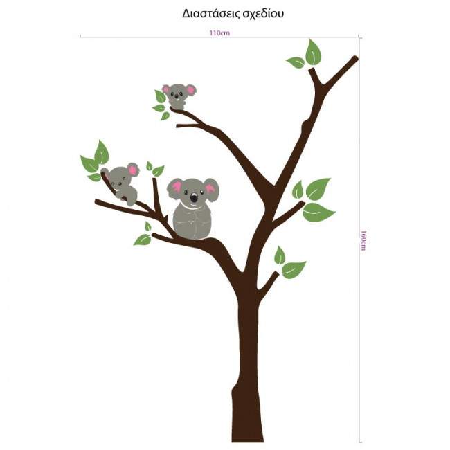 Αυτοκόλλητο τοίχου, κοάλα στο δέντρο, Koala family tree, παράσταση