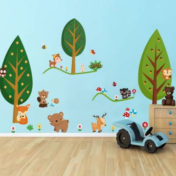 Αυτοκόλλητα τοίχου παιδικά Ζωάκια του Δάσους, τεράστια παράσταση