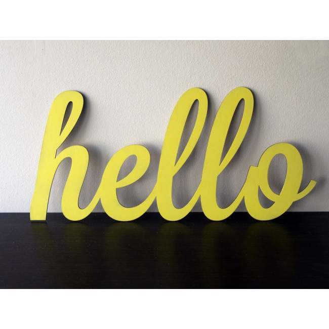 Wooden sign Hello