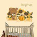 Wall stickers bear, flowers and pumpkin