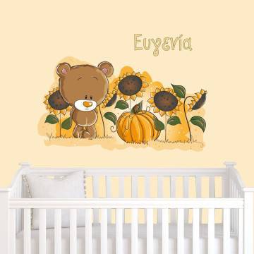 Wall stickers bear, flowers and pumpkin