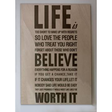Ξύλινη πινακίδα Life is too short