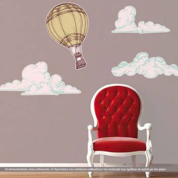 Αυτοκόλλητο τοίχου Αερόστατα , Vintage hot air balloon