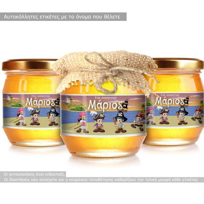 Sticker labels Pirates and name