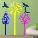 Αυτοκόλλητα τοίχου Δέντρα και πουλιά, Birds & Trees, έντονα χρώματα