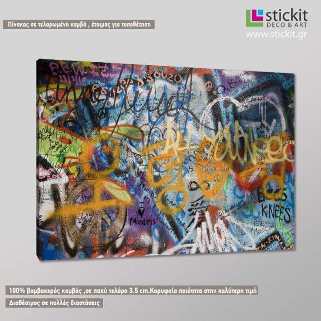 Lennon's wall,   πίνακας σε καμβά, κοντινό