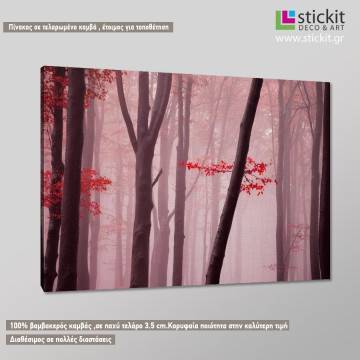 Canvas print Foggy autumn day into the forest 2