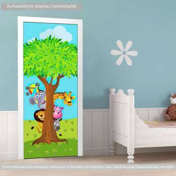 Αυτοκόλλητο πόρτας Κρυφτούλι με το δέντρο, παιδικό