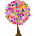 Δέντρο  από λουλούδια (λιλά φόντο),  αυτοκόλλητο τοίχου﻿, κοντινό