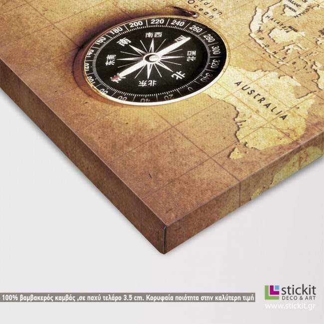 Παγκόσμιος χάρτης,  πίνακας σε καμβά, λεπτομέρεια