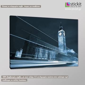 Canvas print London, Big Ben behind light beams 2