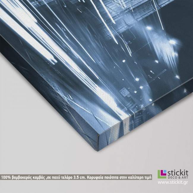 Canvas print London, Big Ben behind light beams, detail