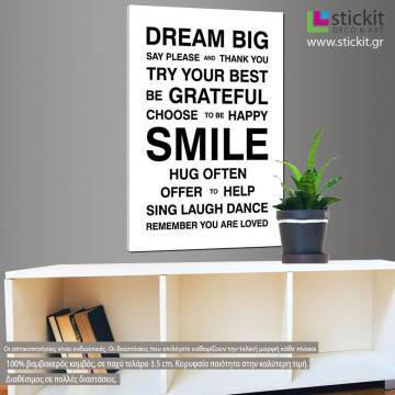 Πίνακας σε καμβά Dream Big, house rules