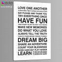 Canvas print Love one another, house rules, side
