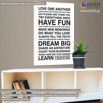 Canvas print Love one another, house rules